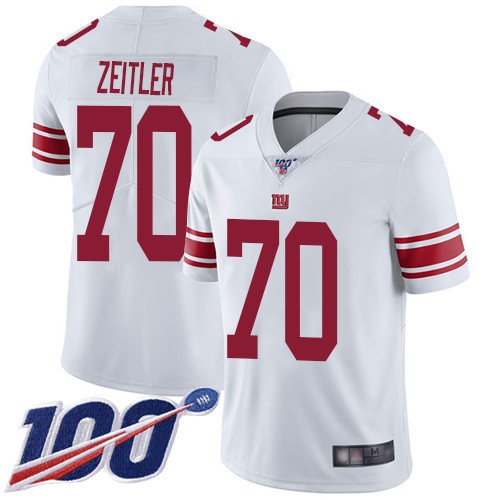 Men New York Giants #70 Kevin Zeitler White Vapor Untouchable Limited Player 100th Season Football NFL Jersey